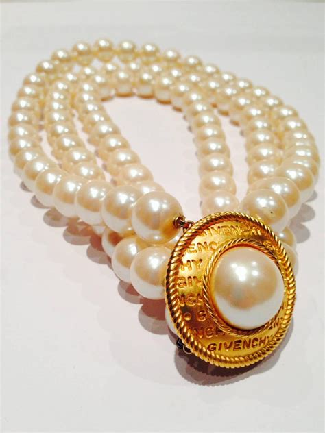 givenchy faux triple row pearl necklace|givenchy pearl necklace value.